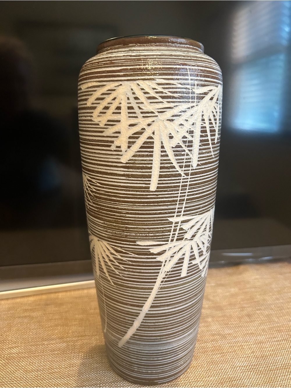 Decorative Brown and cream Ceramic Textured Vase